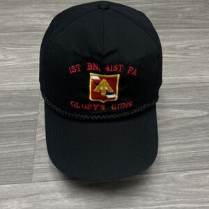 True Vintage 41st Field Artillery Brigade Snapback‎ Hat Rope Trucker Black Red